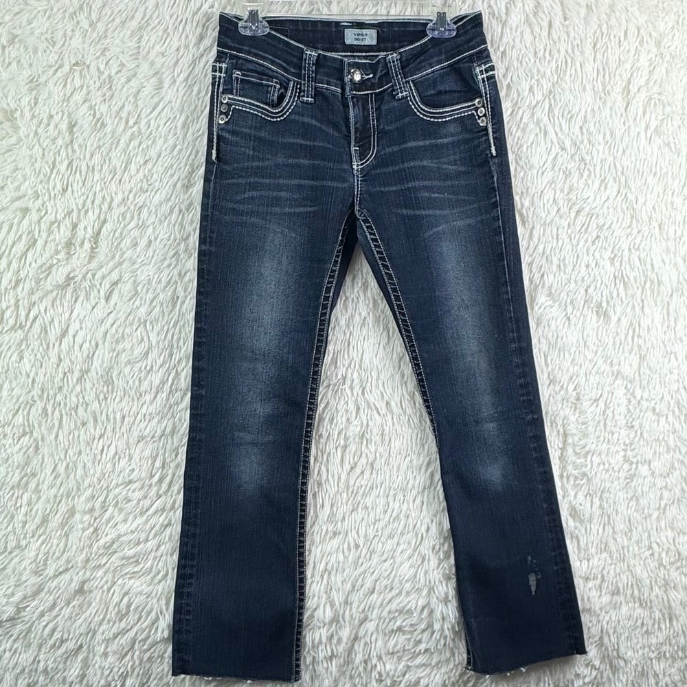 Daytrip Virgo Boot Jeans 27L Dark Wash Contrast Stitch Bootcut Y2K